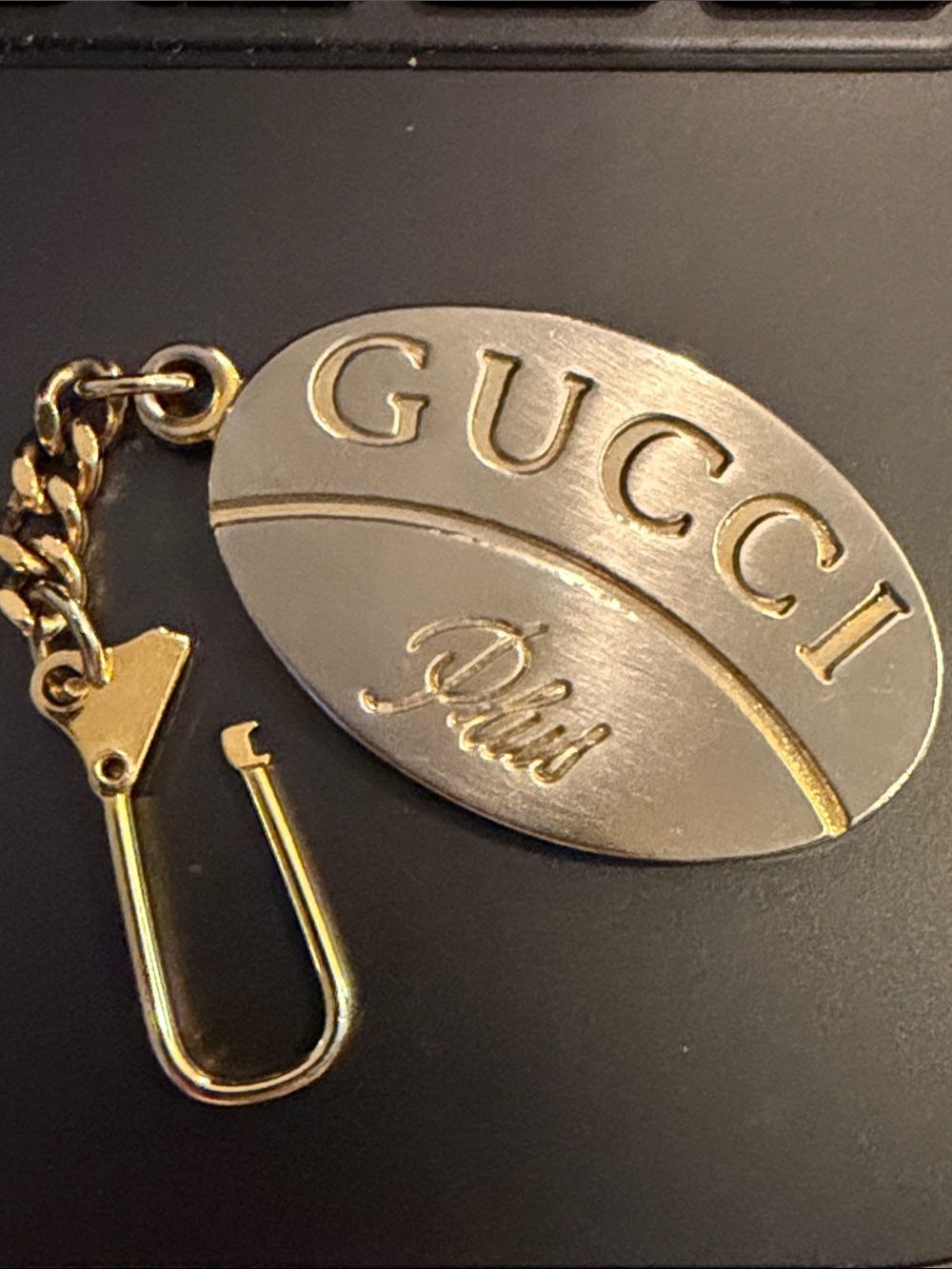 Vintage 80’s Gucci Plus Logo Plate Keychain/ Bag Charm